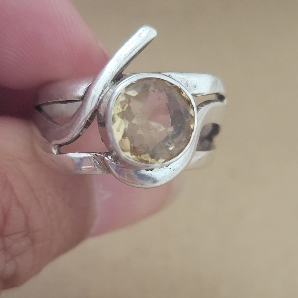 925 sterling silver & yellow topaz ring size 7